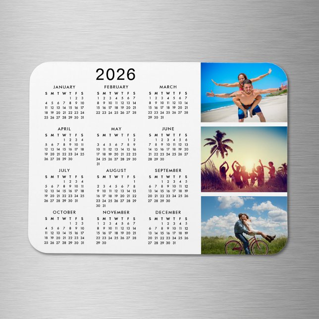 Personalized Memorable Photo Collage 2026 Calendar Magnet (Creator Uploaded)