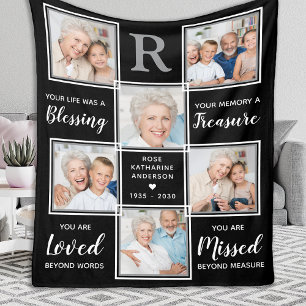 Personalized Memorial Keepsake Photo Collage Fleece Blanket