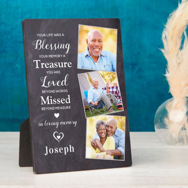 Personalized Memorial Poem Sympathy 3 Photo  Plaque (Creator Uploaded)