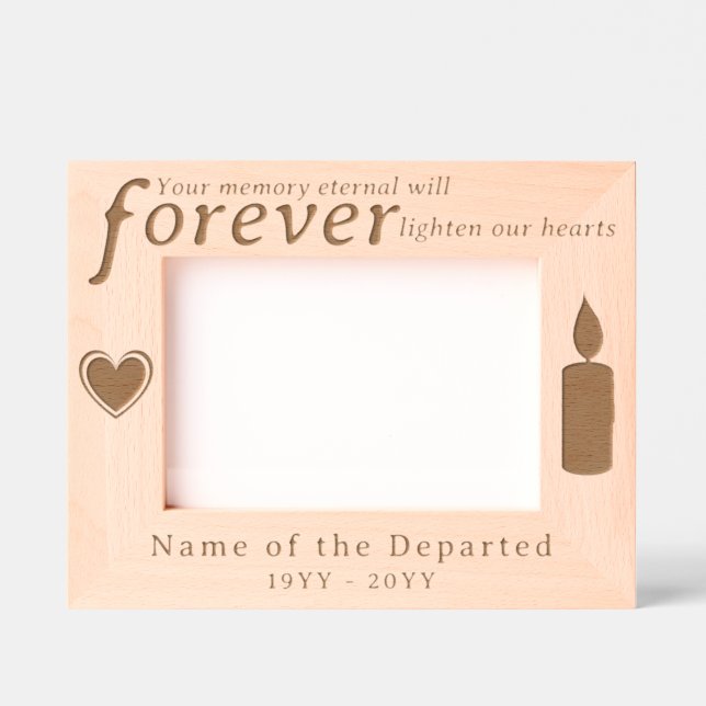 Personalized Memorial Remembrance Hearts, Candle Etched Frames (Front)
