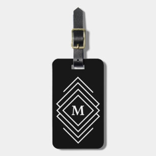 Personalized Men's Monogram Black And White Luggage Tag