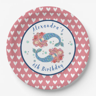 Personalized Mermaid Birthday Party Paper Plate
