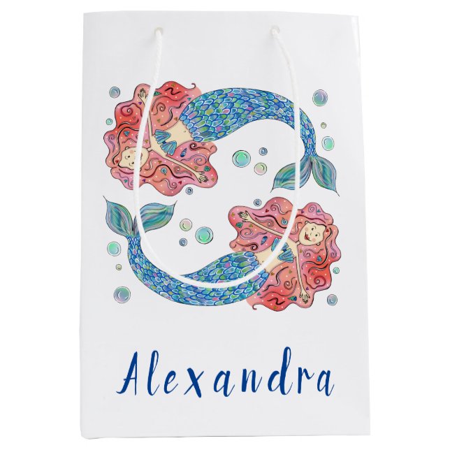 Personalized Mermaid Medium Gift Bag (Front)