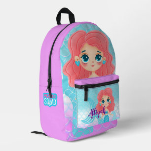 Personalized Mermaid Pastel Lavender Printed Backpack