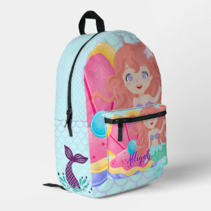 Personalized Mermaid Printed Backpack