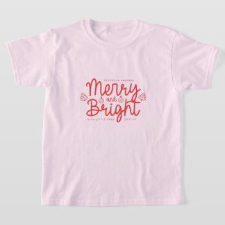 Personalized Merry and Bright Kids Christmas Holid T-Shirt