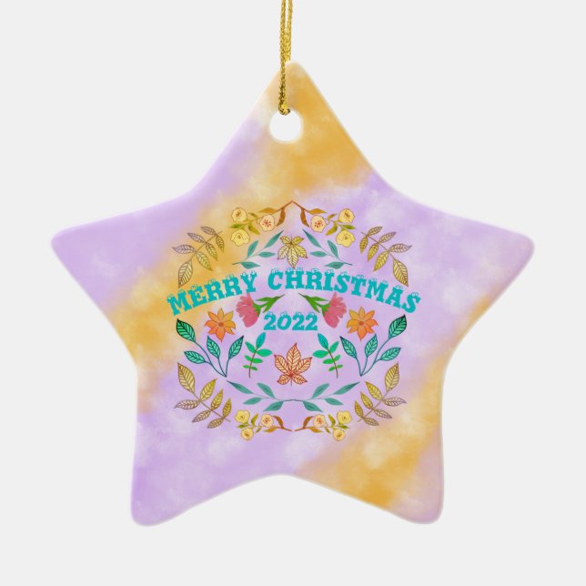 PERSONALIZED MERRY CHRISTMAS 20XX CERAMIC TREE DECORATION (Front)