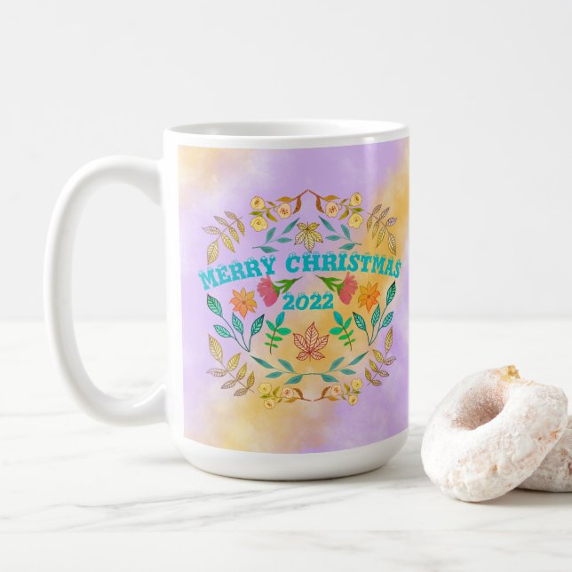 PERSONALIZED MERRY CHRISTMAS 20XX COFFEE MUG (With Donut)