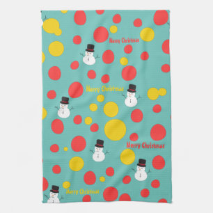 Personalized Merry Christmas Cute Snowmen Christma Tea Towel