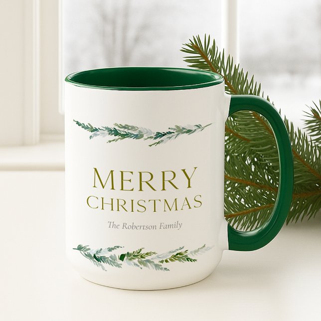 Personalized Merry Christmas Greenery Mug (Creator Uploaded)
