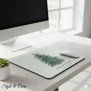 Personalized Merry Christmas Greetings Holiday Mouse Pad