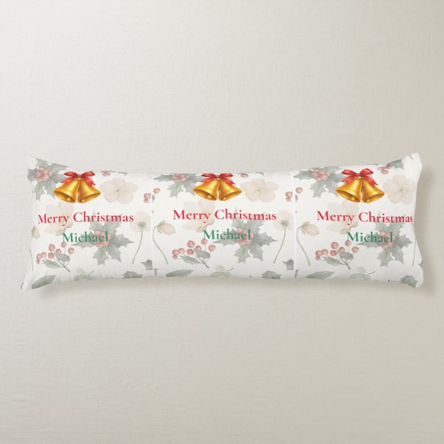 Personalized Merry Christmas Long Body Pillow (Front)