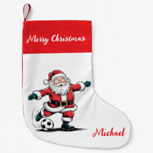 Personalized Merry Christmas Santa Claus Soccer    Small Christmas Stocking