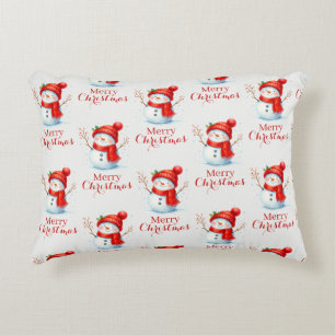 Personalized Merry Christmas Snowman Custom Year Decorative Cushion