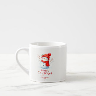 Personalized Merry Christmas Snowman Custom Year  Espresso Cup