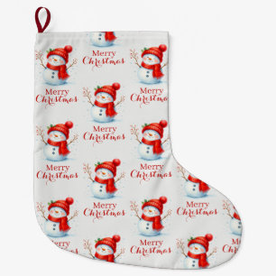 Personalized Merry Christmas Snowman Custom Year Large Christmas Stocking