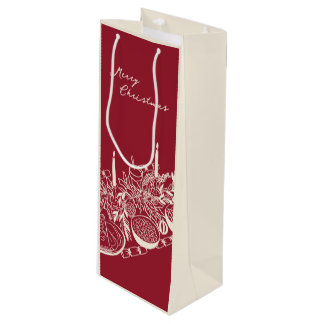 Personalized Merry Christmas Table Minimal Design Wine Gift Bag