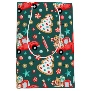 Personalized Merry Christmas Watercolor Medium Gift Bag