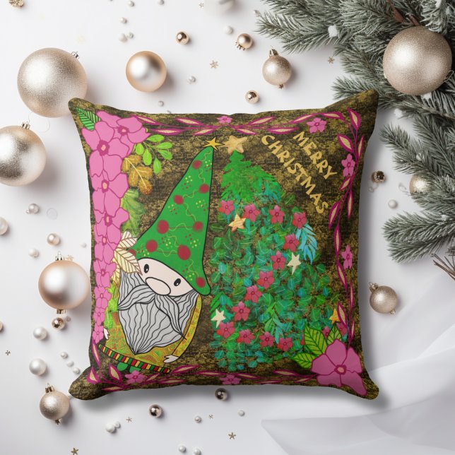 PERSONALIZED MERRY CHRISTMAS WITH GNOME XMAS TREE CUSHION (Creator Uploaded)