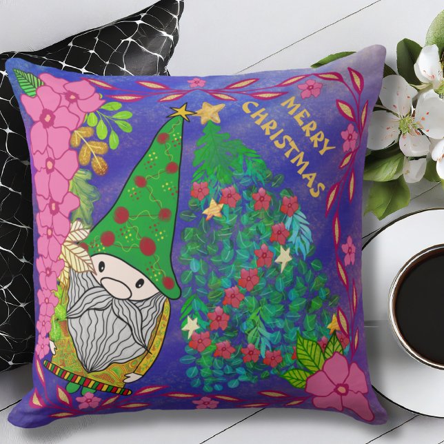 PERSONALIZED MERRY CHRISTMAS WITH GNOME XMAS TREE CUSHION (Creator Uploaded)