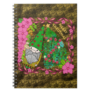 PERSONALIZED MERRY CHRISTMAS WITH GNOME XMAS TREE NOTEBOOK