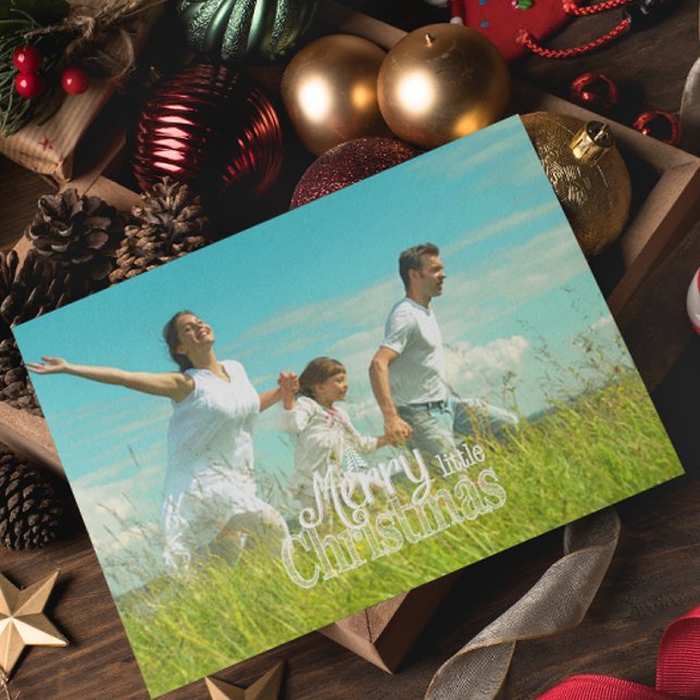 Personalized Merry Little Christmas Red White Holiday Card (Creator Uploaded)