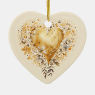 Personalized Message Colorful Floral Heart Gift  Ceramic Tree Decoration
