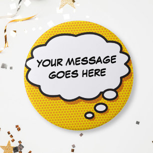Personalized Message Comic Book Think Bubble 7.5 Cm Round Badge