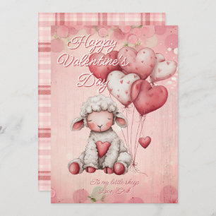 Personalized Message Sheep Animal Valentines Day Holiday Card