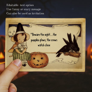 Personalized Message Vintage Witch Halloween Postcard