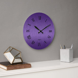 Personalized Metallic purple roman numerals Large Clock