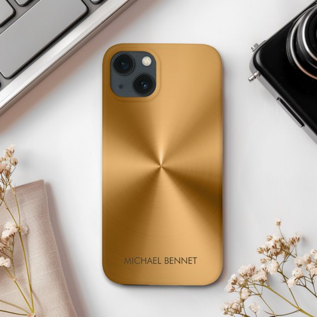 Personalized Metallic Radial Gold Texture Case-Mate iPhone Case (Creator Uploaded)