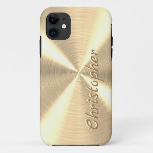 Personalized Metallic titanium Gold Radial Texture Case-Mate iPhone Case