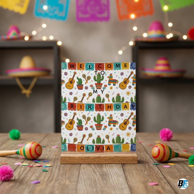 Personalized Mexican Fiesta Birthday Acrylic Sign (Creator Uploaded)