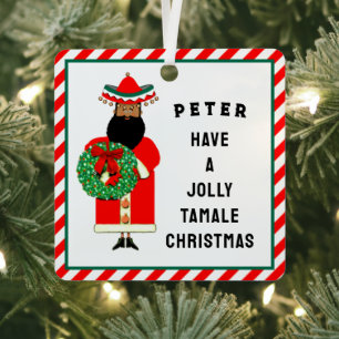 personalized Mexican Santa Metal Tree Decoration
