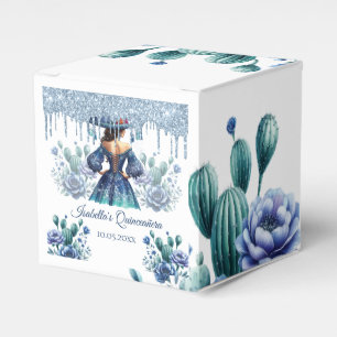 Personalized Mexican Style Quinceañera Royal Blue Favour Box