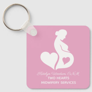 Personalized Midwife Beautiful Doula OBGYN Pink Key Ring