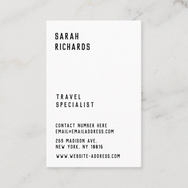 Personalized Minimal Black & White Business Card (Front)