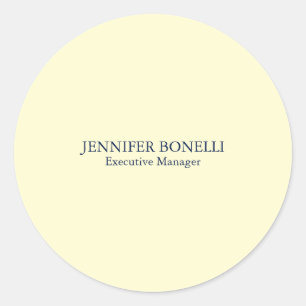 Personalized minimalist add your name cream color classic round sticker