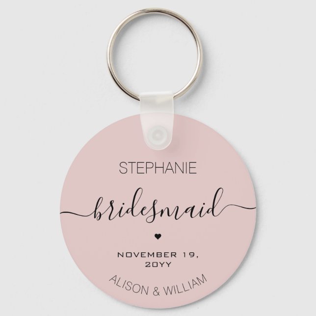 Personalized Minimalist Bridesmaid Custom Gifts Key Ring (Front)