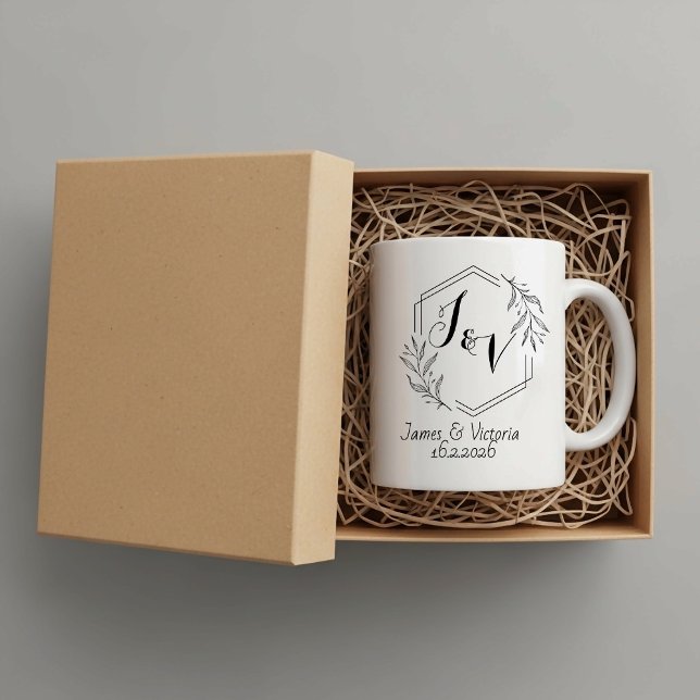 Personalized minimalist, couples initials wedding coffee mug (Creator Uploaded)