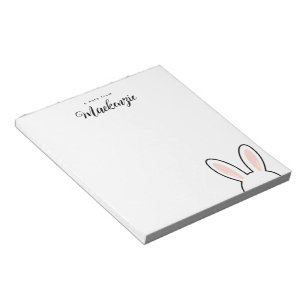 Personalized  Minimalist Cute Bunny Ears Easter Notepad