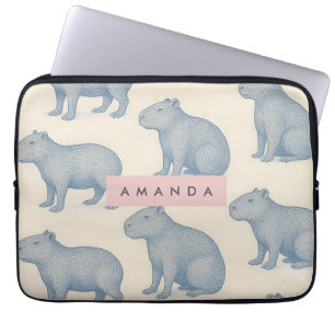 Personalized Minimalist Cute Capybara Pattern Laptop Sleeve