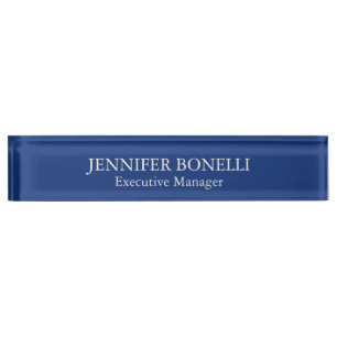 Personalized minimalist dark blue add your name nameplate