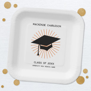 Personalized Minimalist Graduation Cap Party Paper Plate