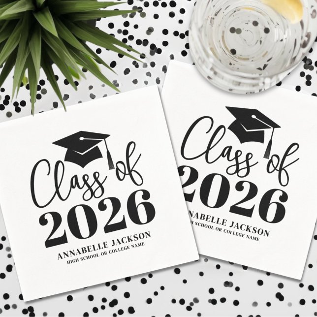 Personalized Minimalist Graduation Napkin (Personalized Minimalist Graduation Napkins)