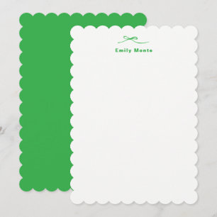 Personalized Minimalist Green Note Card with Bow