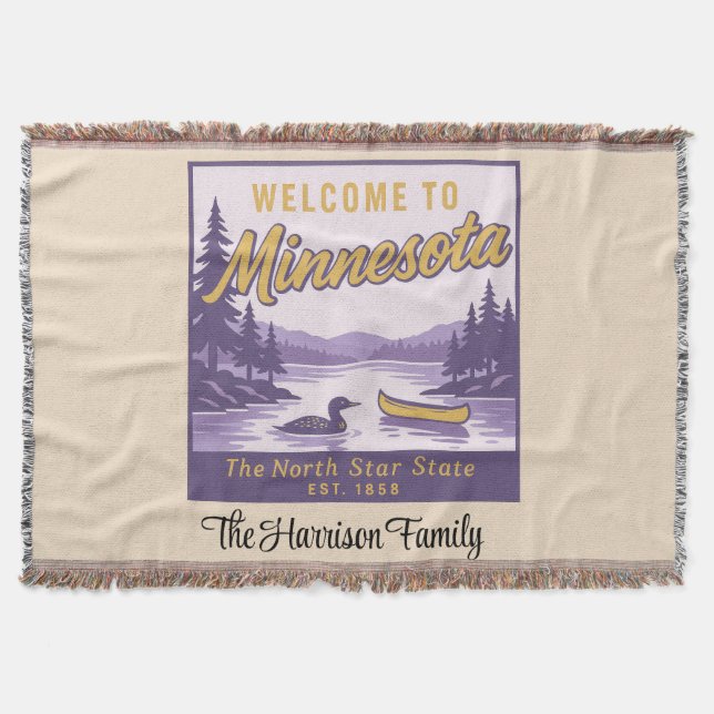 Personalized Minnesota Throw Blanket (Front)