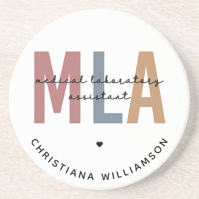 Personalized MLA Medical Laboratory Assistant Coaster (Front)