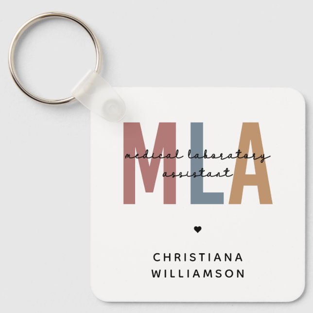 Personalized MLA Medical Laboratory Assistant Key Ring (Front)